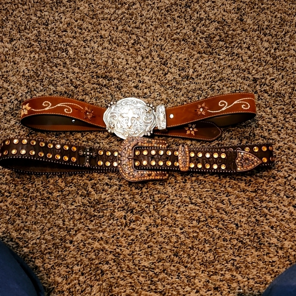 Womens western belts both genuine leather